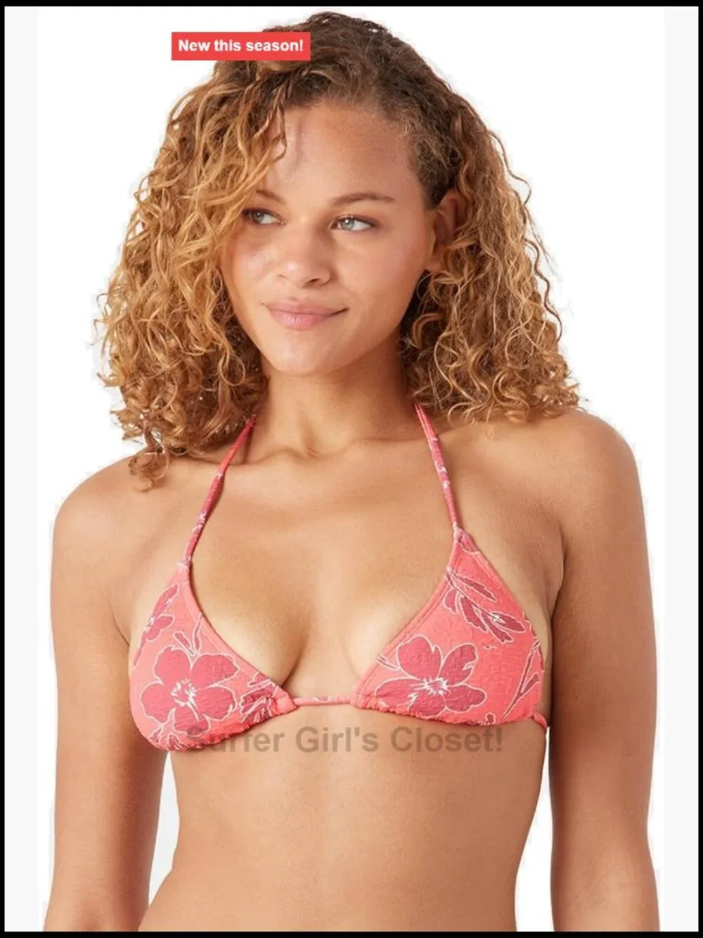 Triangle Bikini Top with Adjustable Straps, Removable Pads, UPF 50+